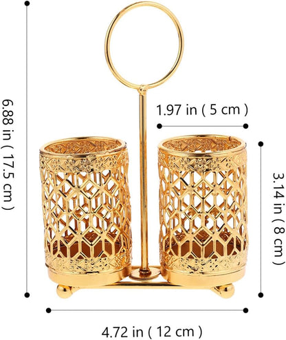 Hemoton Golden Utensils Holder, Rotating Metal Silverware Organizer, Cutlery Holder for Countertop and Buffet