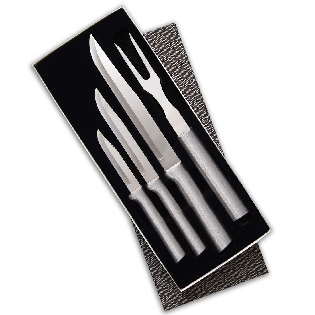 Rada Cutlery Prepare Then Carve Gift Set (S3C) with Quick Edge Sharpener (R119), 4-Piece Knife Set and Knife Sharpener, Stainless Steel Blades, Silver Handle