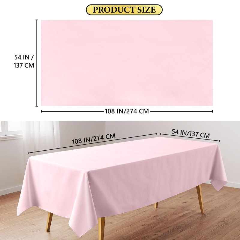 FAGNBED 10 Pack Light Pink Disposable Tablecloth, 54×108 Inches Waterproof Plastic Rectangle Table Cover, Leakproof & Sturdy Table Cloth for Valentines, Mother’s Day, Birthday Party Decoration