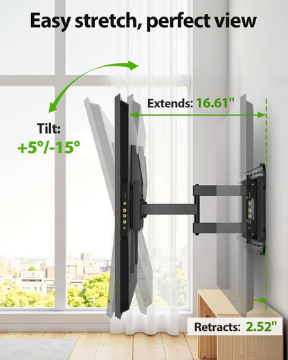 USX MOUNT Full Motion TV Wall Mount for Large TVs 42-97 Inch up to 150 lbs, Wall Mount TV Bracket with Swivel and Tilt, Fits 16",18", 24" Wood Studs, Max VESA 600x400mm Fit 65+ 75+ 85 86 90 TVs XML025