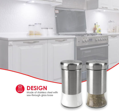 Home Basics 2 Piece Essence Salt & Pepper Shaker, Multicolored, Silver