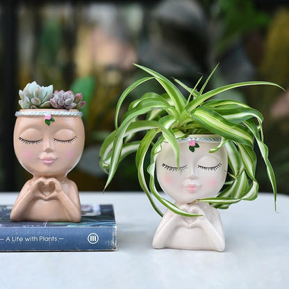 Yoohspoe GAFBA Face Planter - Cute Resin Cactus for Indoor and Outdoor Plants, Face Vase Home Decor Succulent Pots