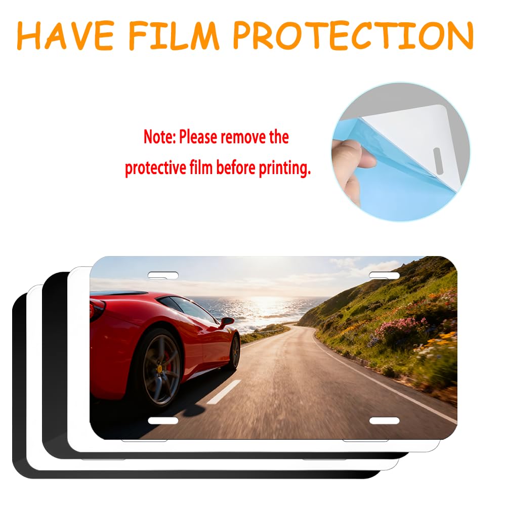 50 Pack Sublimation License Plate Blanks, 25 Black & 25 White, Metal Aluminum DIY Custom License Plates with Screw Sets 0.6mm Sublimation Blank License Plate for Automotive and Home Decoration
