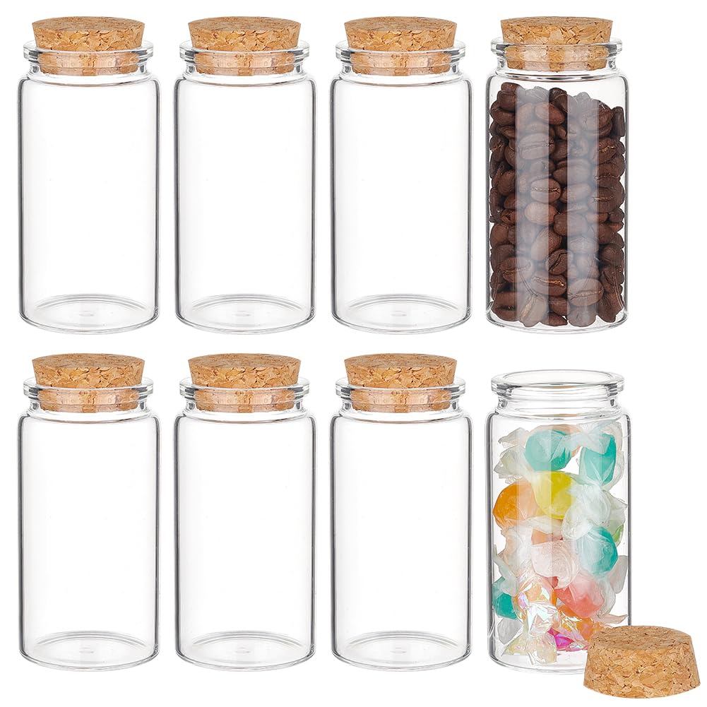 BENECREAT 8Pcs 120ml/4oz Mini Glass Bottles with Cork Stoppers, Wish Bottles, Message Bottles for Wedding Party Supplies, DIY Craft, Baby Shower Favors