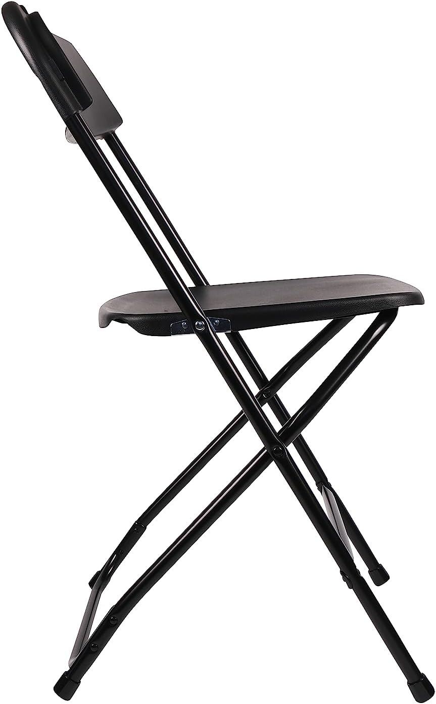 Commercial 650lb Set BTEXPERT Black Plastic Folding Chair Steel Frame High Weight Capacity Event Chair Lightweight