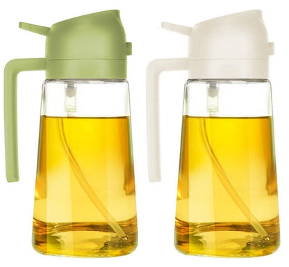 Oil Dispenser Bottle Glass Olive Oil Sprayer 2 Pcs: 2 in 1 Olive Oil Dispenser Bottle, Premium Oil Sprayer for Cooking, Glass Oil Spray Bottle for Air Fryer Salad BBQ Baking-470ml