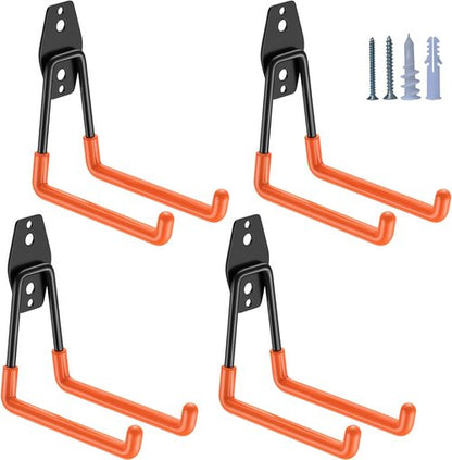 HUPBIPY Heavy Duty Garage Hooks - 5.1 Inch U-Shaped Wall Mounted Tool Organizer | 4 Pack for Ladders & Hoses
