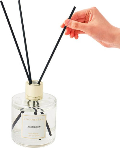 Cocorrína Flower Reed Diffuser - Clean Linen 6.7oz Scented Home Fragrance with Sticks | Elegant Bathroom Decor