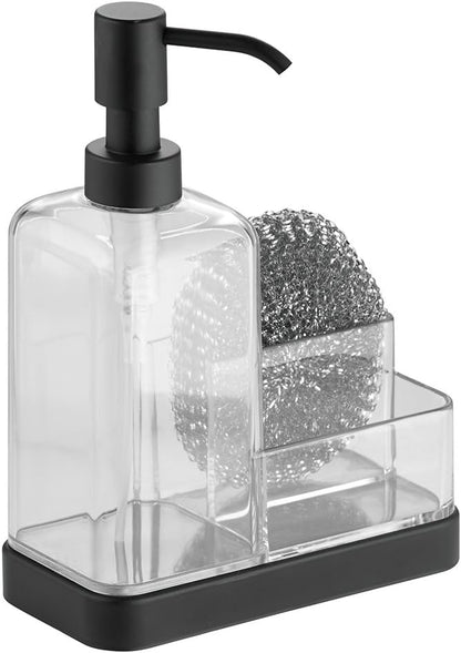 6" 3.5" 8.25", iDesign Forma BPA-Free Plastic Soap and Sponge Sink Organizer Caddy - x x Clear/Matte Black