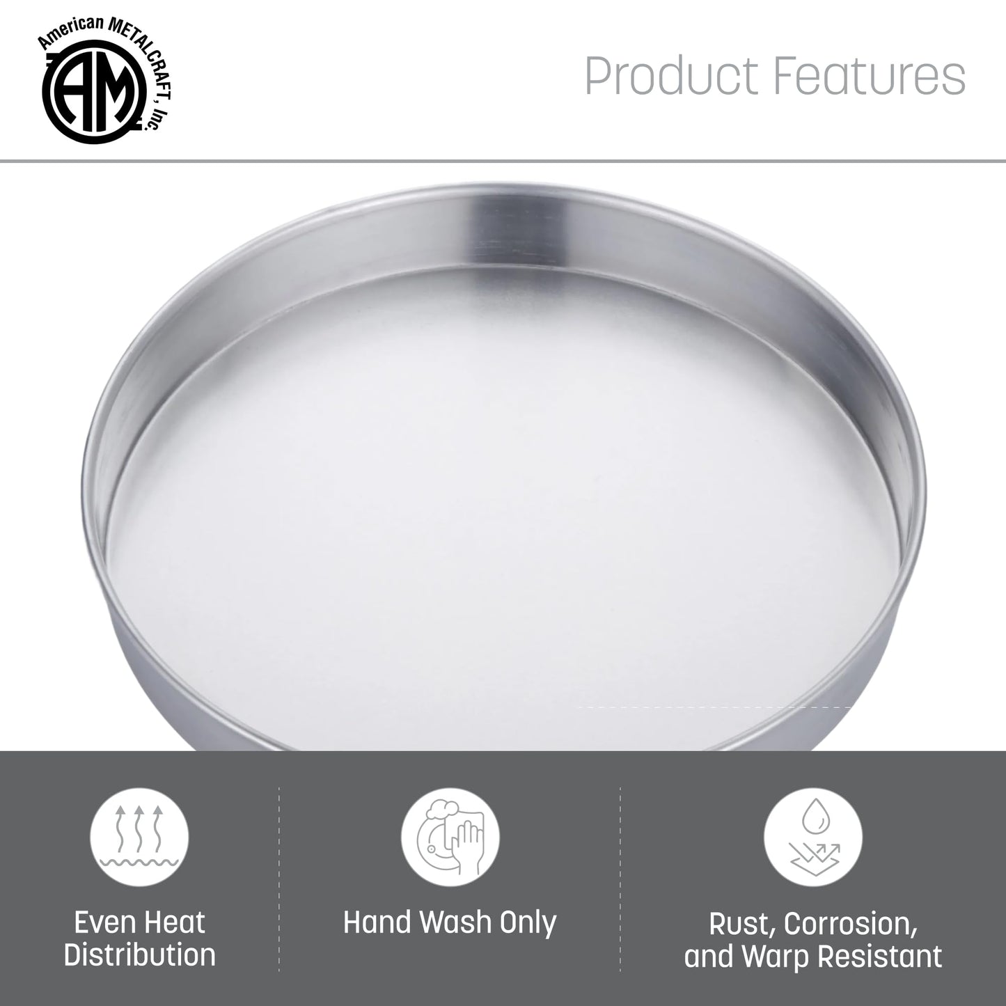 American Metalcraft A80162 Straight-Sided Pan, Aluminum, 16" Dia., 2" H