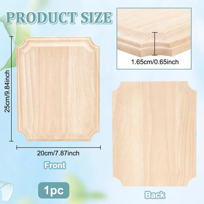 FINGERINSPIRE Unfinished Wooden Plaque Natural Wood Plaque 9.8x7.87x0.6inch Rectangle Wood Decoration Plaque Burlywood Jewerlry Display Pedestal Wood Blank Signboards for DIY Projects Home Wall Decor