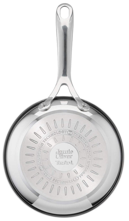 T-Fal Jamie Oliver Cooks Direct, Stainless Steel Non-stick Frying Pan 3 Pcs Set (20/24/28cm) (8/9/11 Inches) with Induction
