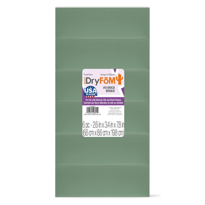 FloraCraft Floral Desert DryFōM 6 Piece Brick 2.6 Inch x 3.4 Inch x 7.8 Inch Green