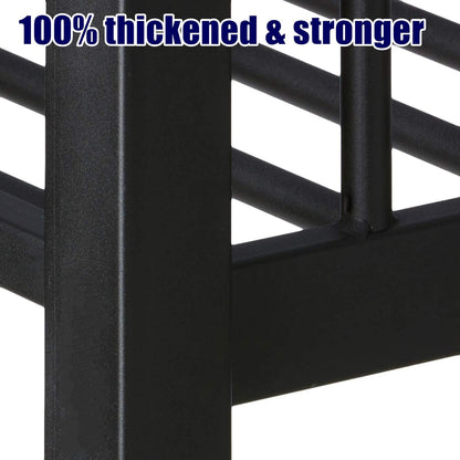 AOOMEEC Higher Quality & Stronger Metal Bunk Bed Queen Over Queen Size Bunkbed Frame, Thickened Heavy Duty More Stable Steel Bunk Bed with Twin Size Trundle (Queen Over Queen)