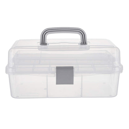 Tosnail 12-Inch 3 Layers Plastic Craft Organizer Box Storage Container First Aid Carrying Case for Sewing, Painting, Arts - Clear