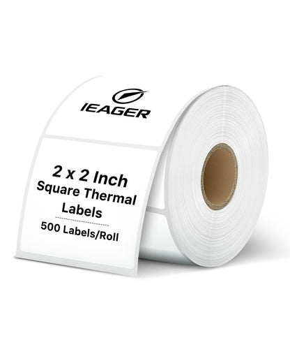 iEager 2"x2" White Square Thermal Printer Labels, Durable Label Stickers for Barcode, Logo, 500 Labels/Roll