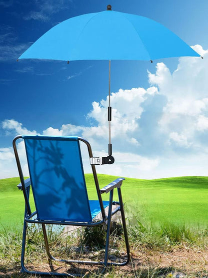 Versatile Beach Umbrella with Clamp for Strollers, Chairs & Golf Carts