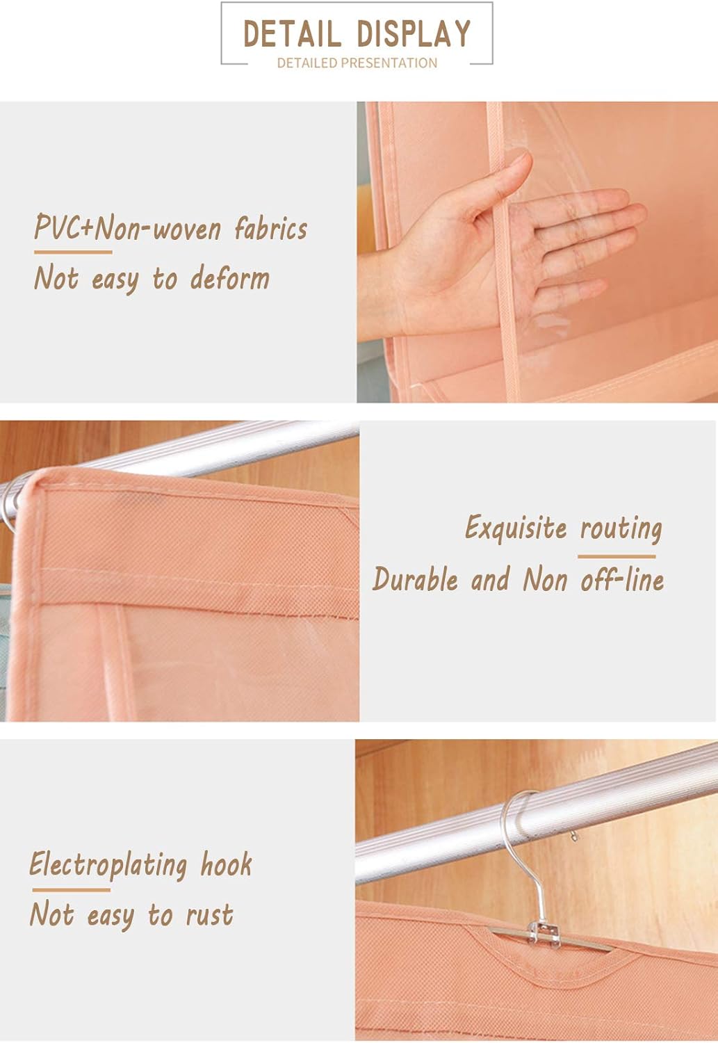 AARAINBOW 1 Pack Hanging Handbag Purse Organizer - 8 Pockets Space Saving Wardrobe Organizer, Light Pink