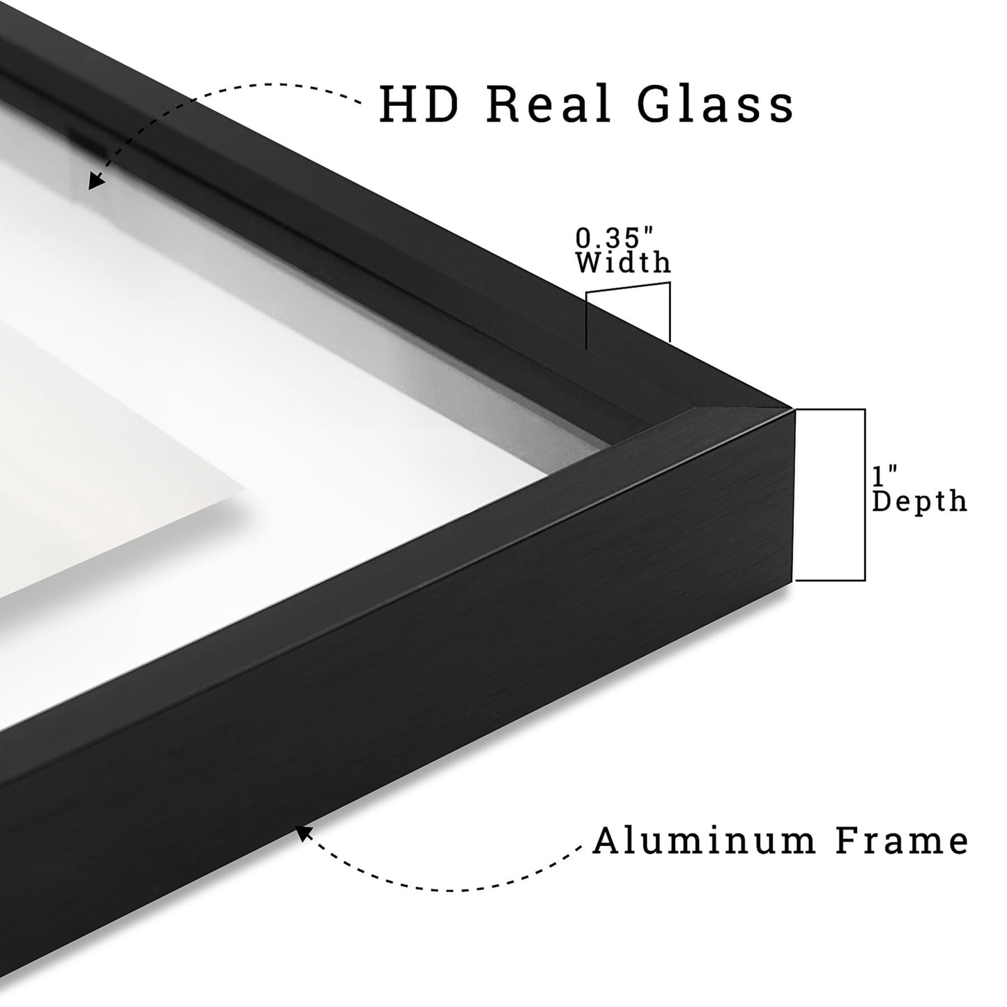 Frametory, Floating Picture Frames Set - Black Metal Photo Frames - Real Glass - Displays One 11x14, Two 8x10, And Four 5x7 Inch Photos for Home Decoration