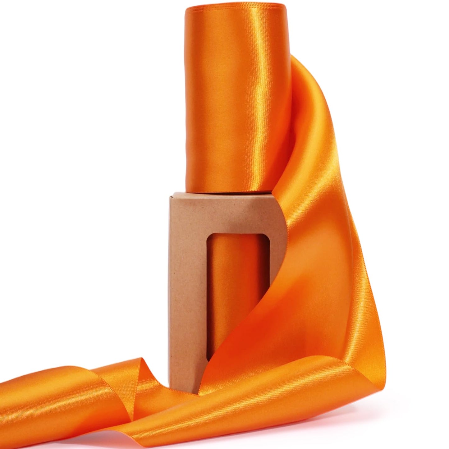 LaRibbons Orange Satin Ribbon 4 Inch x 10 Yards Continuous Orange Ribbon for Chair Sashes, Garland, Gift Wrapping, Christmas Decor, Craft Project