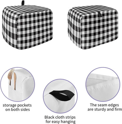 Black and White Checkered Toaster Cover 4 Slice, Large Kitchen Appliance Covers, Farmhouse Buffalo Plaid with Loop,