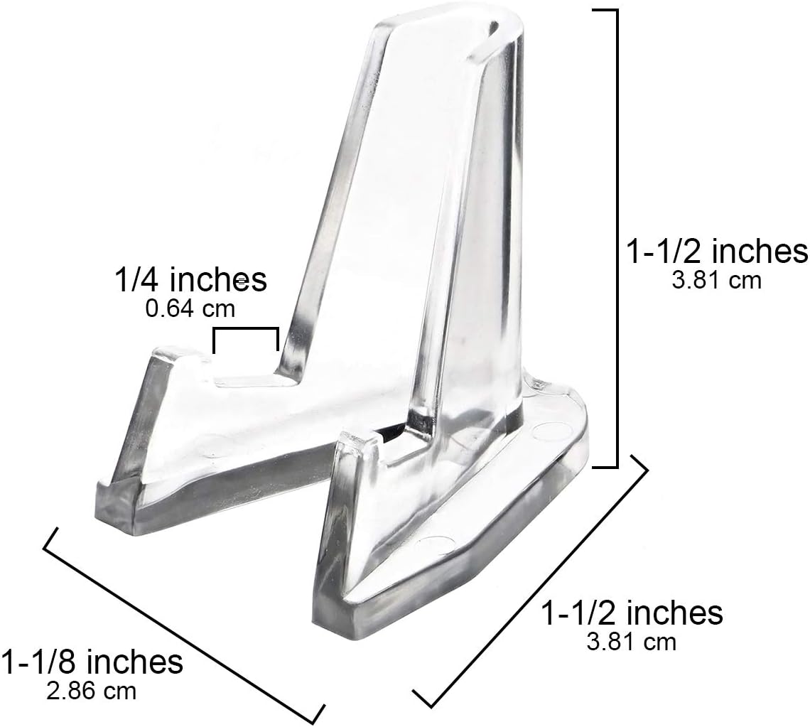 Small Clear Acrylic Display Stand, Easel Holder for Coins, Lighters & Knife (Qty 15)