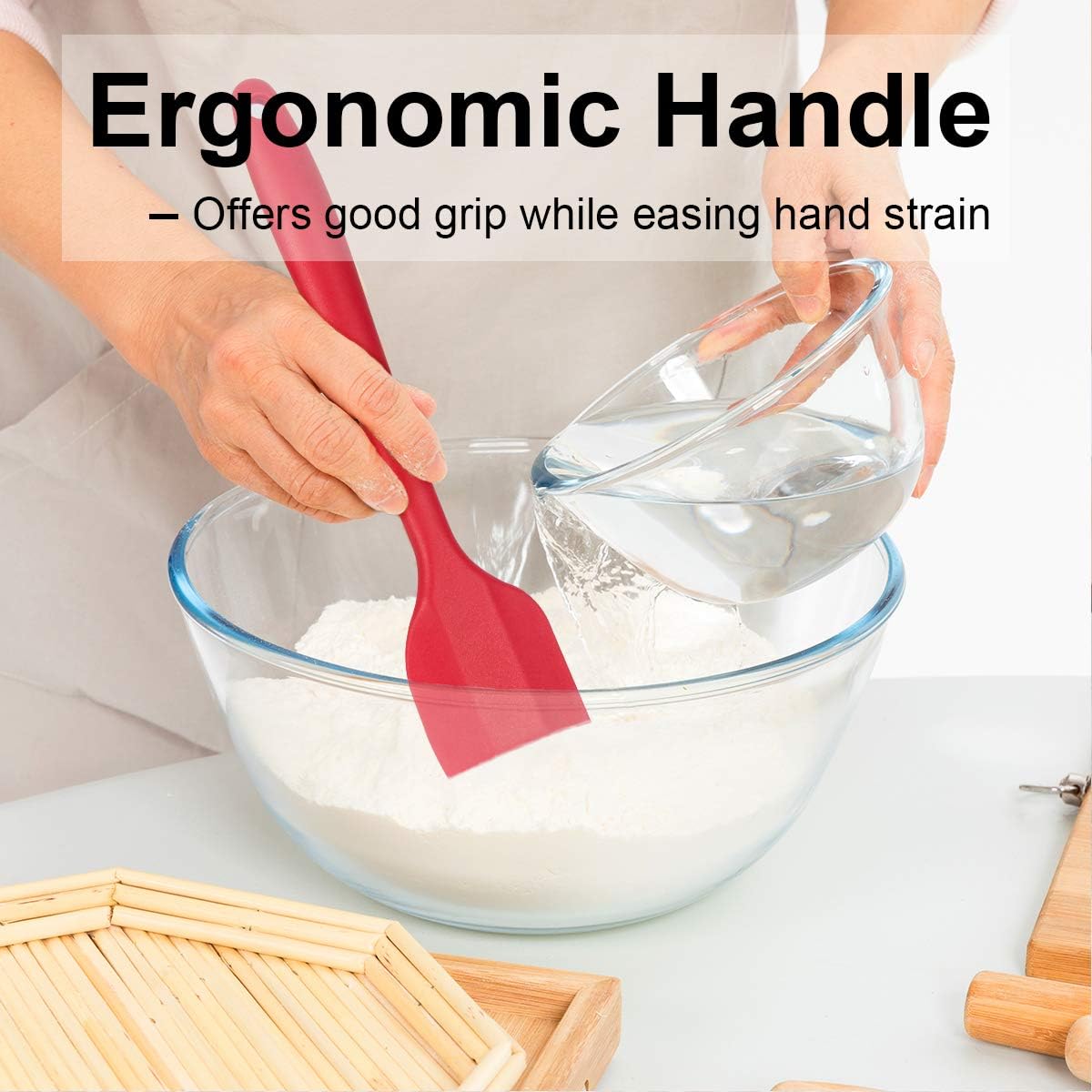 Rubber Spatula Set of 4, Silicone Heat Resistant Spatulas with Stainless Steel Core for Cooking and Baking
