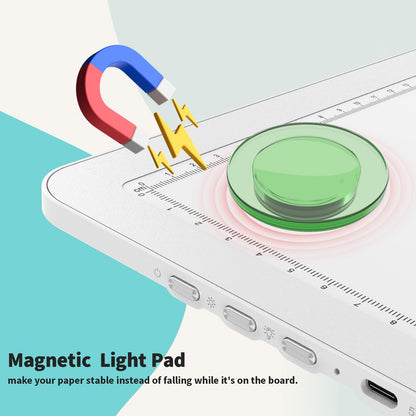 Elice Rechargeable A3 Light Pad for Diamond Painting, Magnetic LED Light Board with Physical Button, Super Bright Diamond Art Light Pad, Ultra-Thin Light Box for Tracing, Weeding Vinyl, Artists -White