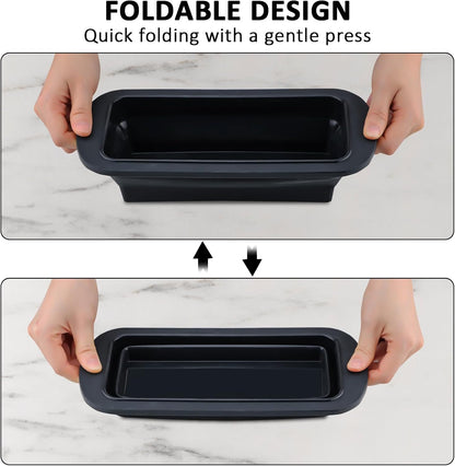 Silicone Bread Loaf Pan with Metal Reinforced Frame, Non-Stick Baking Pans for Homemade Bread, Black