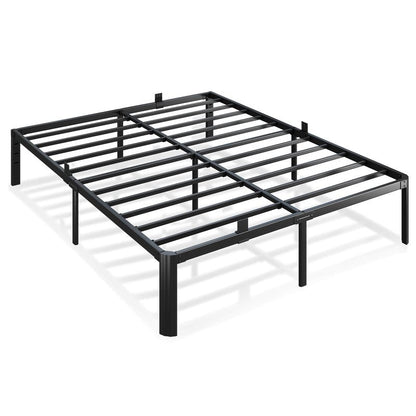 Metal Bed Frame Queen Size, 14 Inch 3500 lbs Heavy Duty Platform Bed Frames Steel Slats Noise Free No Box Spring Needed, Easy Assemble Sturdy Bedframe with Storage and Mattress Retainers