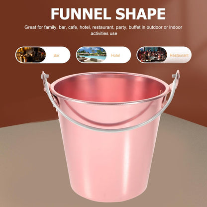 Metal Ice Bucket Pails for Beer & Wine, 1.25L Aluminum Alloy Cooler Bucket with Ice Tongs