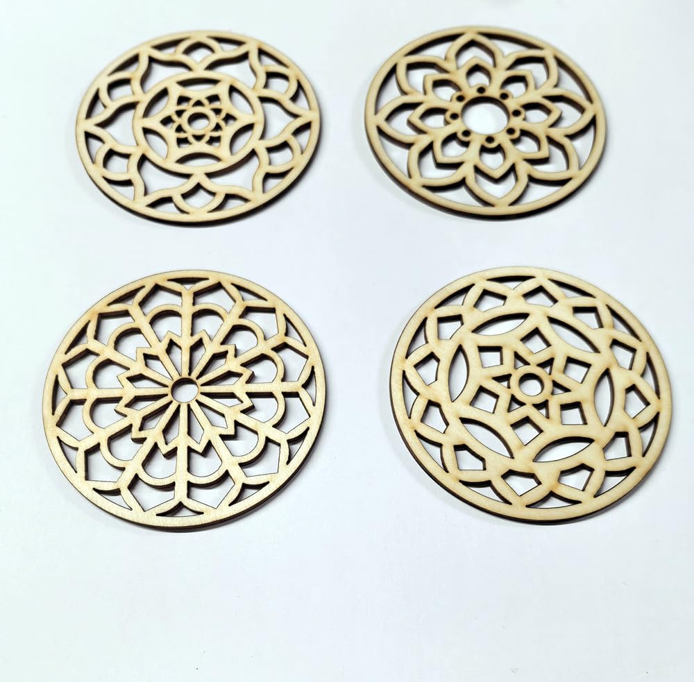 Sourdough Bread Stencil Set,4 Pack Laser-Cut Wooden Mandala Stencils for Artisan Bread Scoring, Flour Dusting & Decor (Natural Wood)