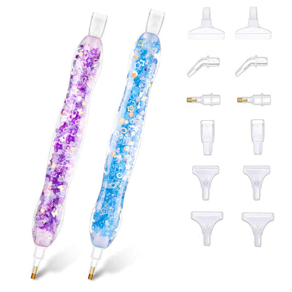 Praise V Do Diamond Painting Art Drill Bead Dotting Gem Dot Pen Accessories Picker Tools Kit for Adult, Nail Art Embroidery Decoration PurpleBlue