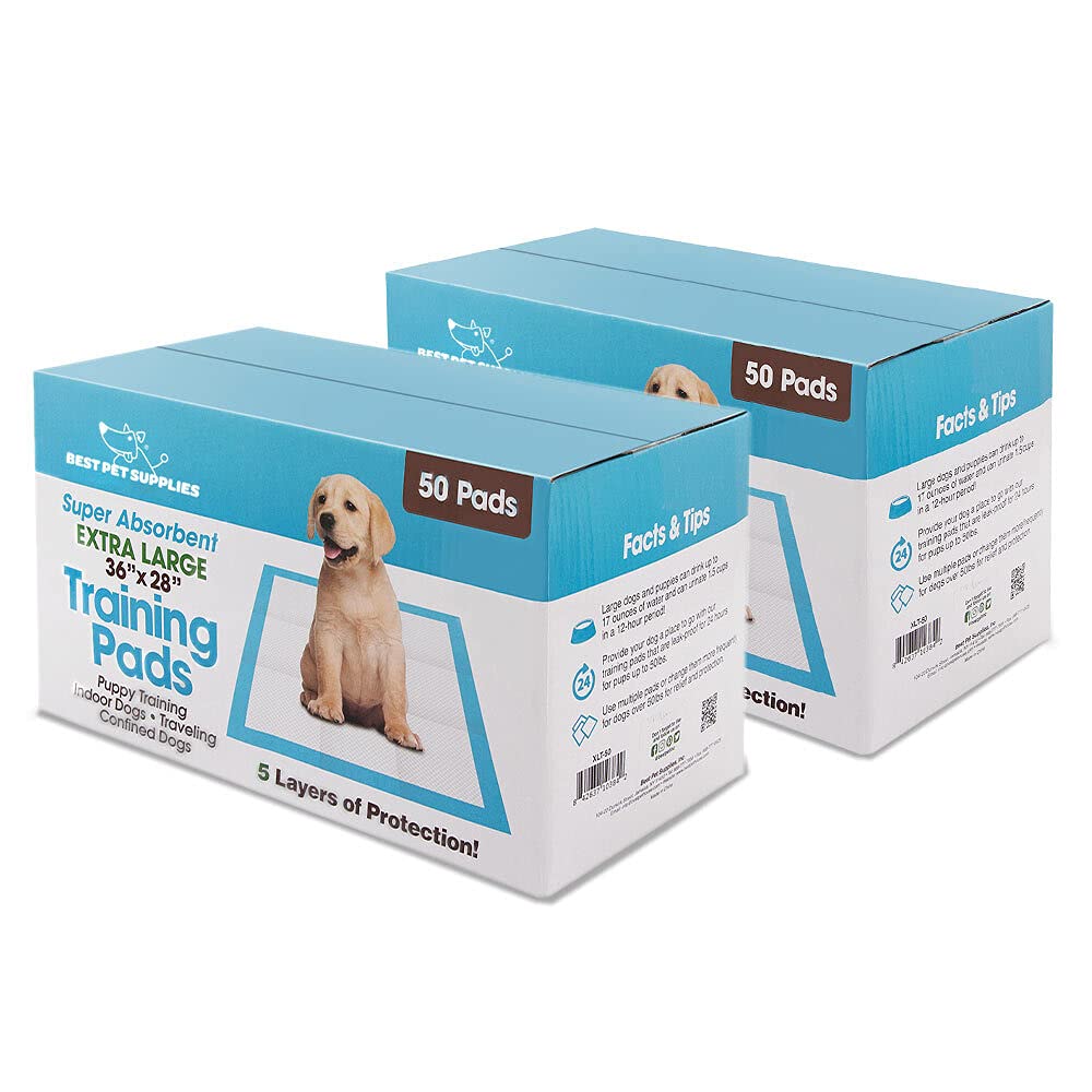 Best Pet Supplies Puppy Pads - Disposable, Dog Training Potty, Super Absorbent Blue Puppy Pee Pads for Dogs (Pack of 100) X-Large