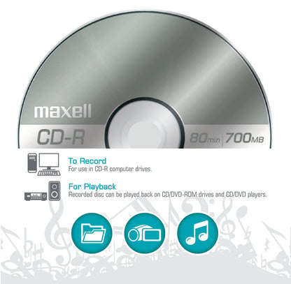Maxell – MAX648210, CD Recordable Media - Noise-free Surface Playback CDs 700Mb Storage & Up to 48x - Blank CDs, CD Storage & Slim Jewel Case Holder – 10 Pack