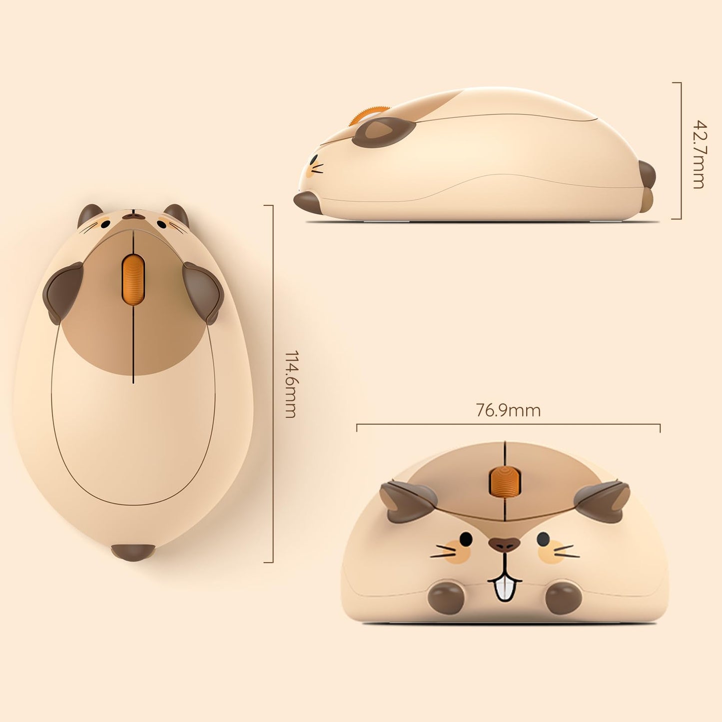 Akko Cat Theme Wireless Gaming Mouse, 2.4G GHz with a USB Receiver, Cute Optical Cordless Cartoon Mice for Computer/Laptop/Desktop/PC, Compatible with Mac/Win (Gray Mimo)