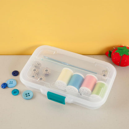 Sterilite Small Divided Pencil Box, Stackable Plastic Storage Container with Latching Lid, Clear Case, 12 Pack