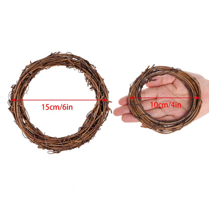 Grapevine Wreath Set, Marrywindix 10 Pieces 2 Sizes Natural Vine Branch Wreath Christmas DIY Rattan Wreath Garland for Christmas Holiday Craft Wedding Decor (4inch & 6inch)