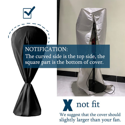 J&C Fan Cover Fan Dust Cover Waterproof Stand up Floor Fan Covers Outdoor Pedestal Fan Cover Standing Round Fans Dustproof Covers Protector for Indoor Room Fan Household Black Large 420D
