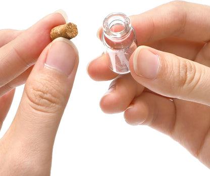 Sxminer 200 Pieces 0.5ml Mini Small Glass Bottles with Cork Stoppers Tiny Glass Jars 20 Meters Twines Eye Screws Clear Mini Vials Corked Bottles DIY Arts Crafts Projects Decoration Party Favors Gifts