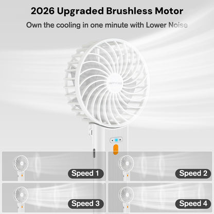 Verminget Portable Fan, 4-Speed,180° Foldable, Quiet Mini Small Cute Rechargeable Personal Handheld Fan, 15H Cooling for Women Men Kids Travel Indoor Outdoor Makeup (White)