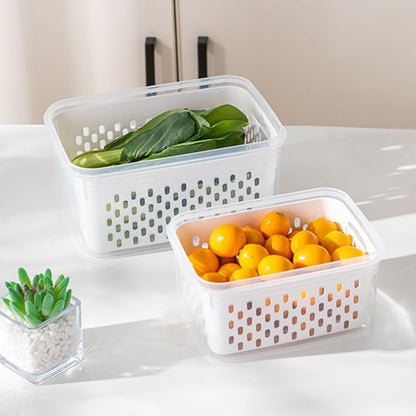 Trasylph 2 Pack Fruit Storage Containers for Fridge with Removable Colanders, Dishwasher & Microwave safe Produce Storage Containers with Lids Keep Fruits, Vegetables, Berry, Meat Fresh longer