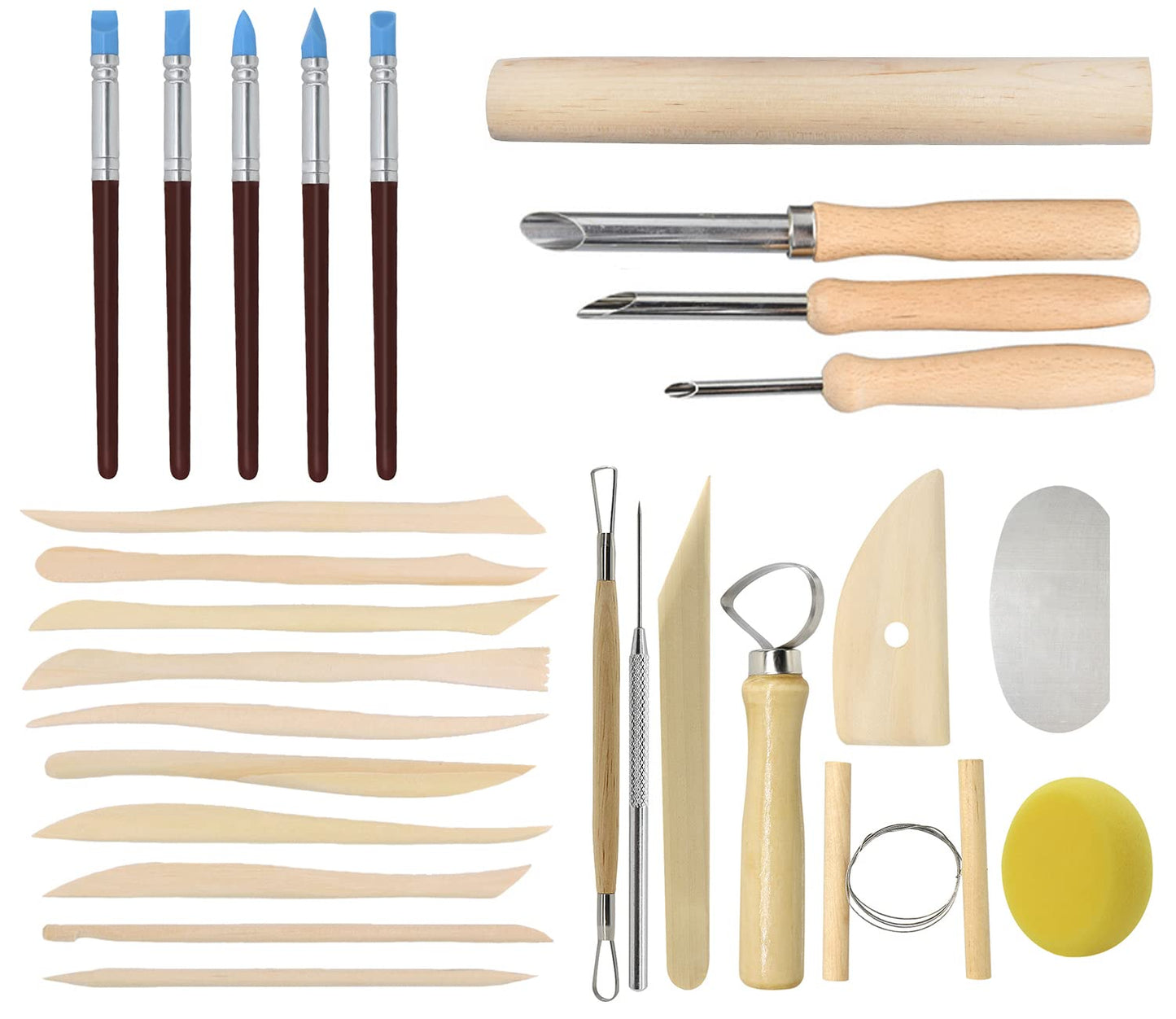 Pottery Tools, 44PCS Ceramic Clay Sculpting Tools Set with Plastic Case, for Beginners Expert Crafts Polymer Clay Club, Dotting, Modeling, Shaping Hobbyists, Artists, by Augernis