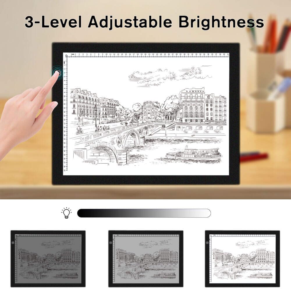 HUAYEYC A3 LED Light Pad - Dimmable Light Board Kit, Sketching, Tracing - USB Powered DIY Diamond Art Light Box, with 61 Pcs 5D Painting Tools Set for Full Drill & Partial Drill Art