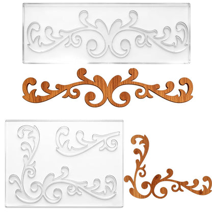 beinkmake 2Pcs Vine Pattern Router Template for Woodworking, Clear Acrylic Inlay Template, Decorative Tracing Guide Tool for Creating Unique Inlays in Signs DIY Craft Woodworking Project
