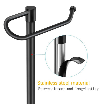 JIAPAIDUO Hand Towel Holder Stand, Matte Black Standing Towel Racks for Bathroom, Stainless Steel Free Standing Towel Rack, Towel Bar Kitchen Vanity Countertops Decor