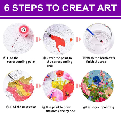 croshom 4 Packs Paint by Numbers Kit for Adults - Adult Paint by Number Kits, Flowers Painting by Numbers, Acrylic Crafts for Home Decor 11.8x15.7inch