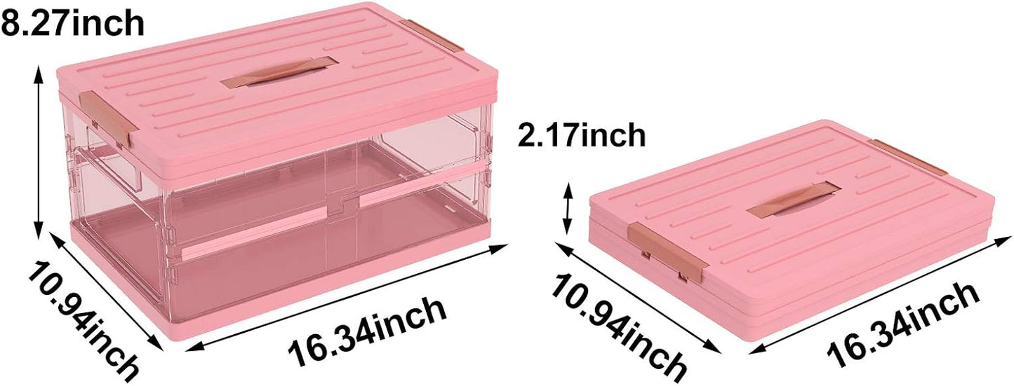 Apsan Stackable Clear Latch Storage Bins with Lids, Organizing Container for Home, Office, School Supplies, Pink