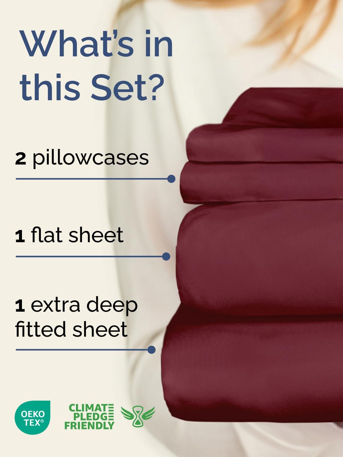 Skiennix Extra Deep Twin Sheet Set - 4 Piece Breathable Cooling Bedding - Soft Wrinkle-Free Burgundy