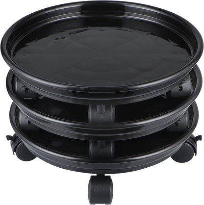 Skelang 11.8" Pack 3 Plant Caddy, Plant Stand, Round Plant Pallet Pot with Lock Wheels, Rolling Tray Planter Trolley